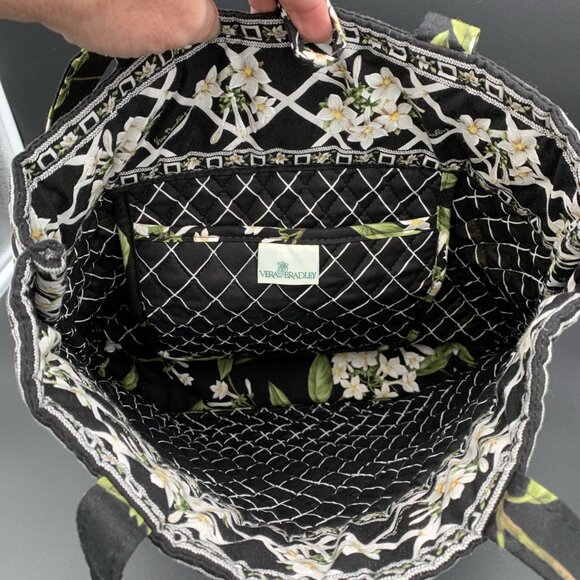 Vera Bradley Tote Jasmine Shoulder Purse Laptop Bag Black Floral Retired NWT - Picture 9 of 9